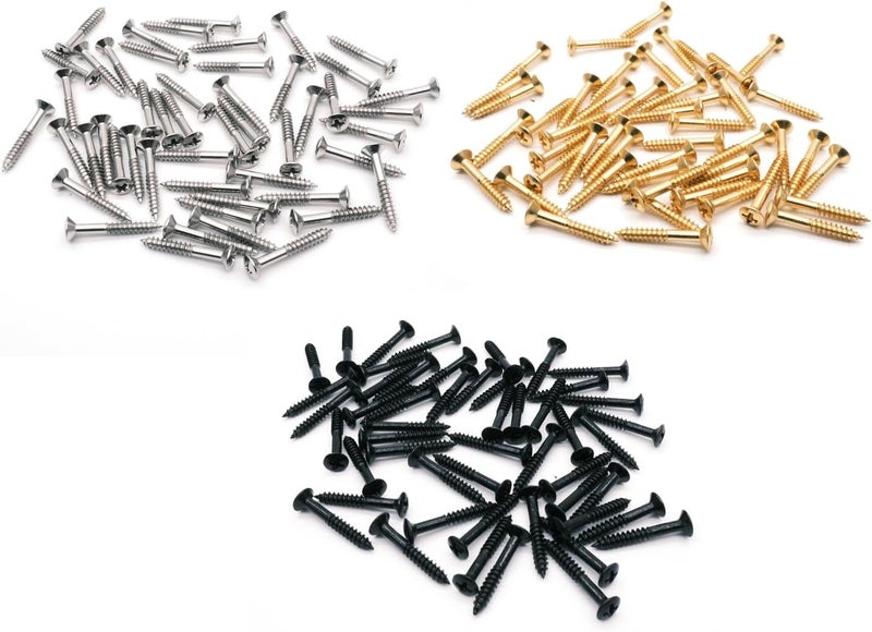 harpfeas Guitar Humbucker Pickup Ring Mounting Screws Pickup Frame Surround Screws Compatible with Epiphone Les Paul Stratocaster SG Guitar (Mixed Color 150 Pack) - Image 1